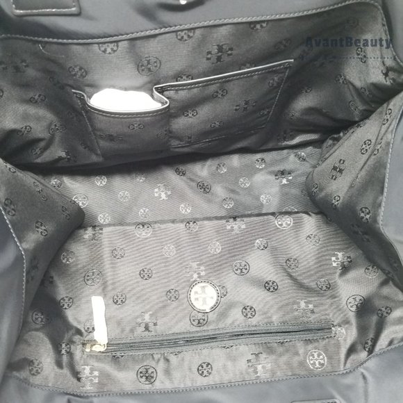 NEW TORY BURCH ELLA NYLON TOTE BLACK LARGE - Picture 7 of 11